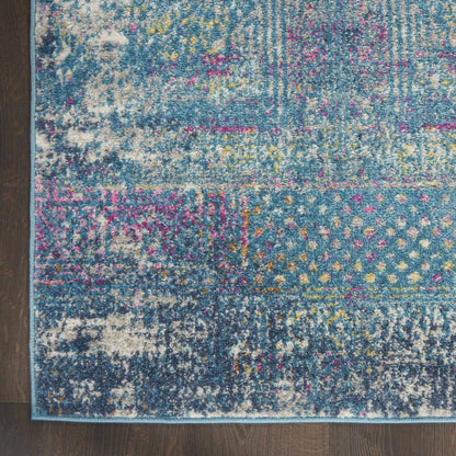 4' X 6' Blue Southwestern Power Loom Area Rug