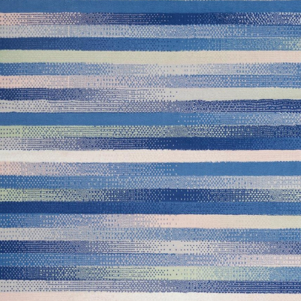 4' X 6' Blue And White Striped Dhurrie Area Rug