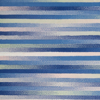 4' X 6' Blue And White Striped Dhurrie Area Rug