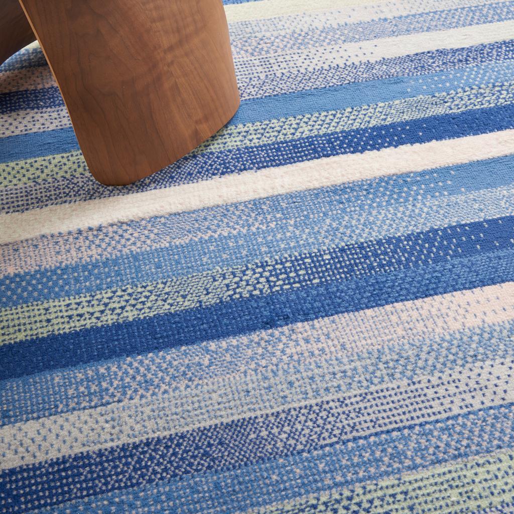 4' X 6' Blue And White Striped Dhurrie Area Rug