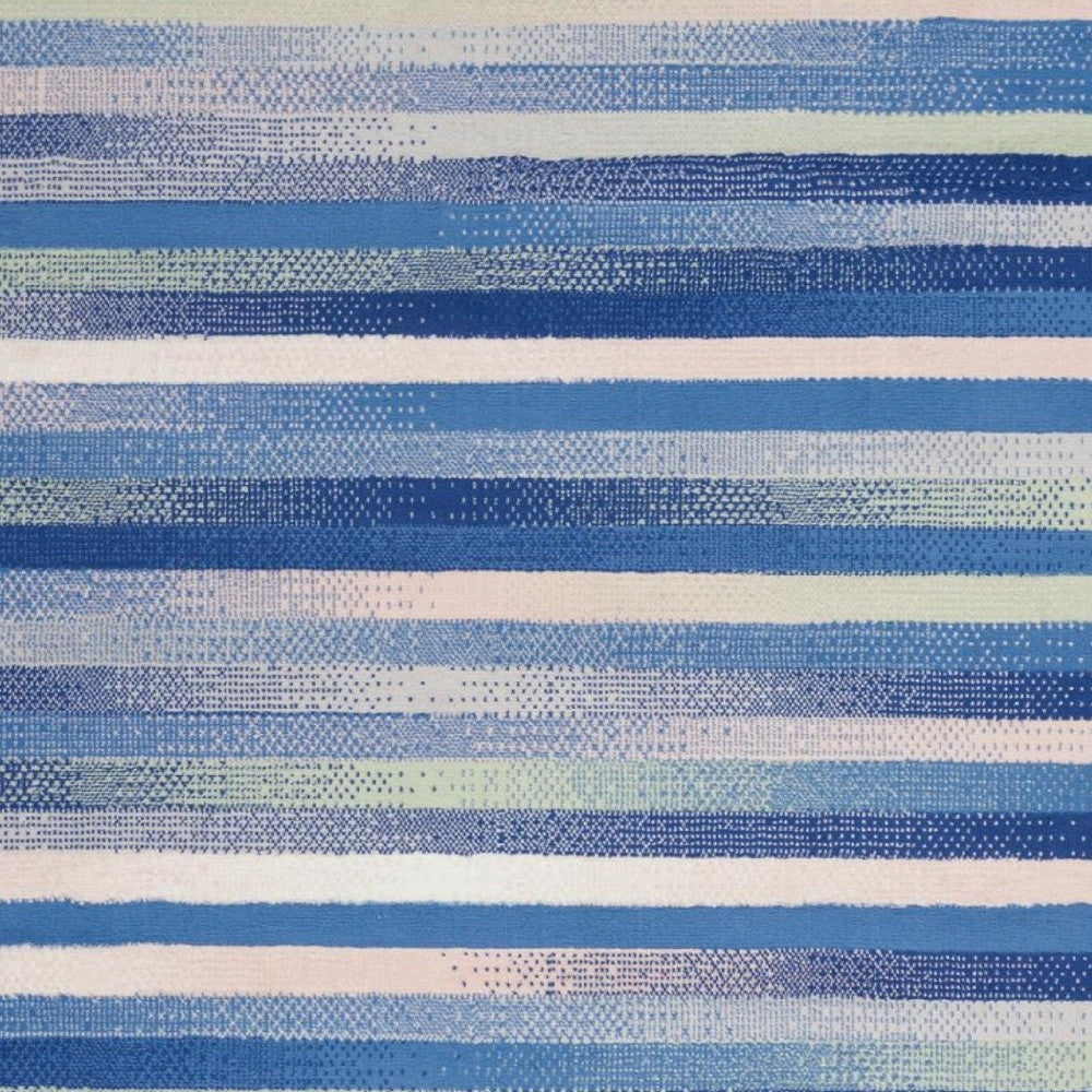 4' X 6' Blue And White Striped Dhurrie Area Rug