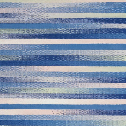 4' X 6' Blue And White Striped Dhurrie Area Rug