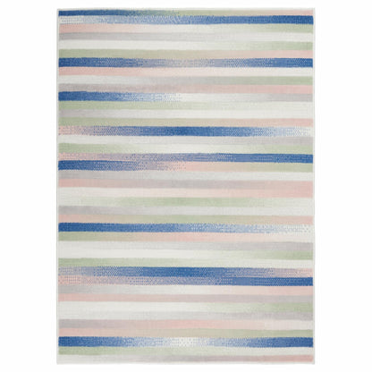 6' X 9' Navy Blue Striped Dhurrie Area Rug