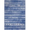 5' X 7' Blue And Ivory Geometric Dhurrie Area Rug