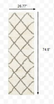 7’ X 10’ Ivory And Gray Geometric Lattice Area Rug