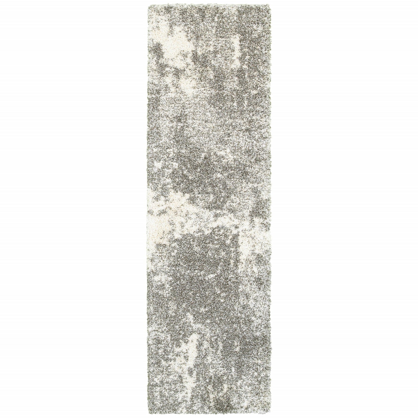 8’ X 11’ Gray And Ivory Distressed Abstract Area Rug