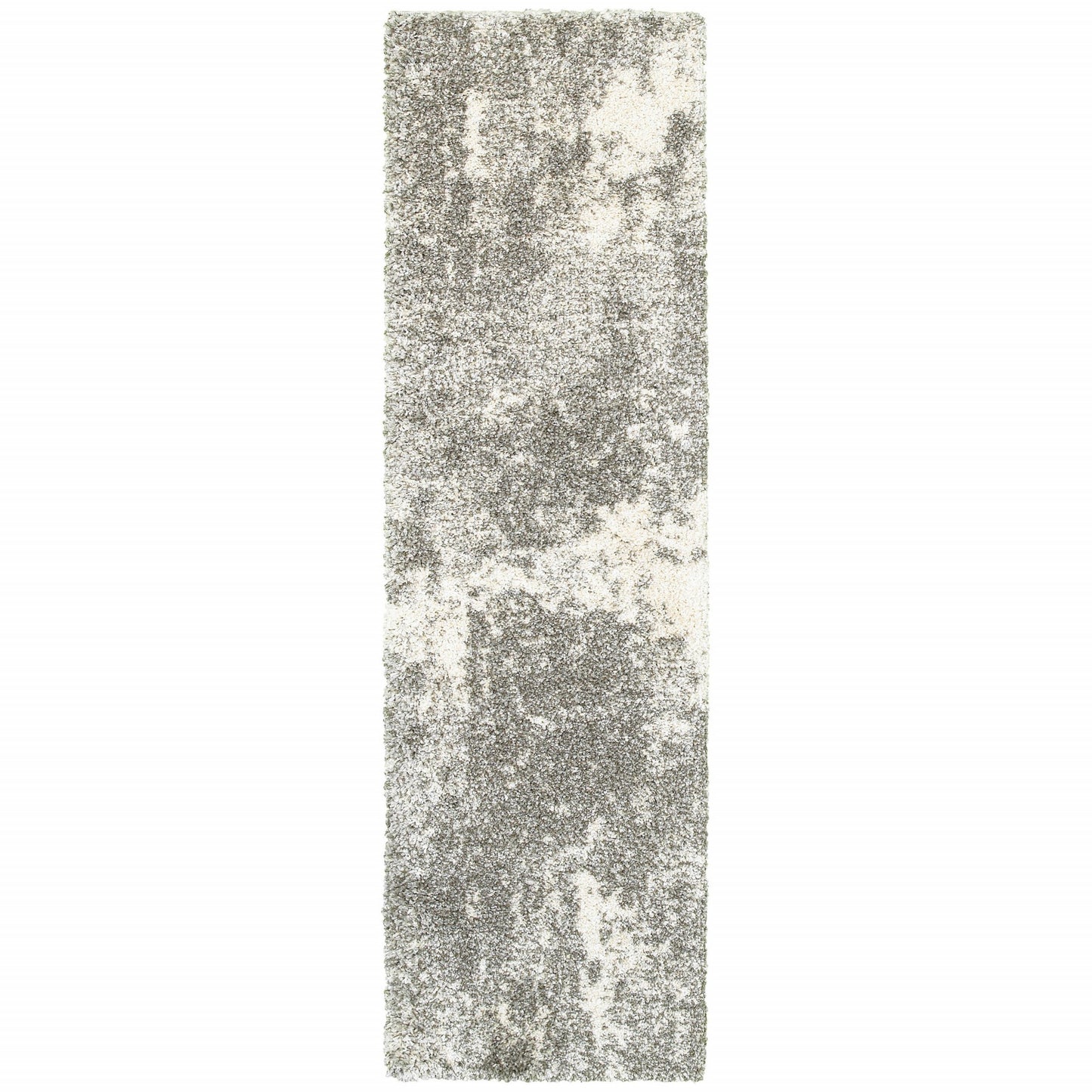 8’ X 11’ Gray And Ivory Distressed Abstract Area Rug