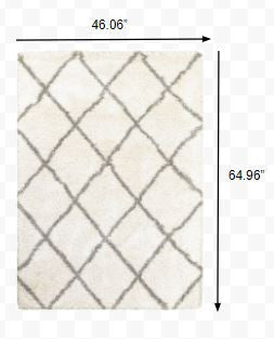 7’ X 10’ Ivory And Gray Geometric Lattice Area Rug