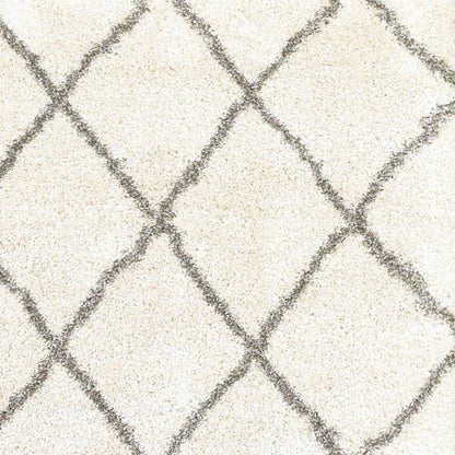 7’ X 10’ Ivory And Gray Geometric Lattice Area Rug