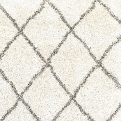 7’ X 10’ Ivory And Gray Geometric Lattice Area Rug