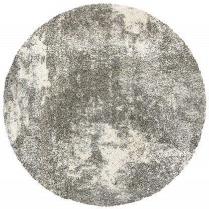 8’ X 11’ Gray And Ivory Distressed Abstract Area Rug