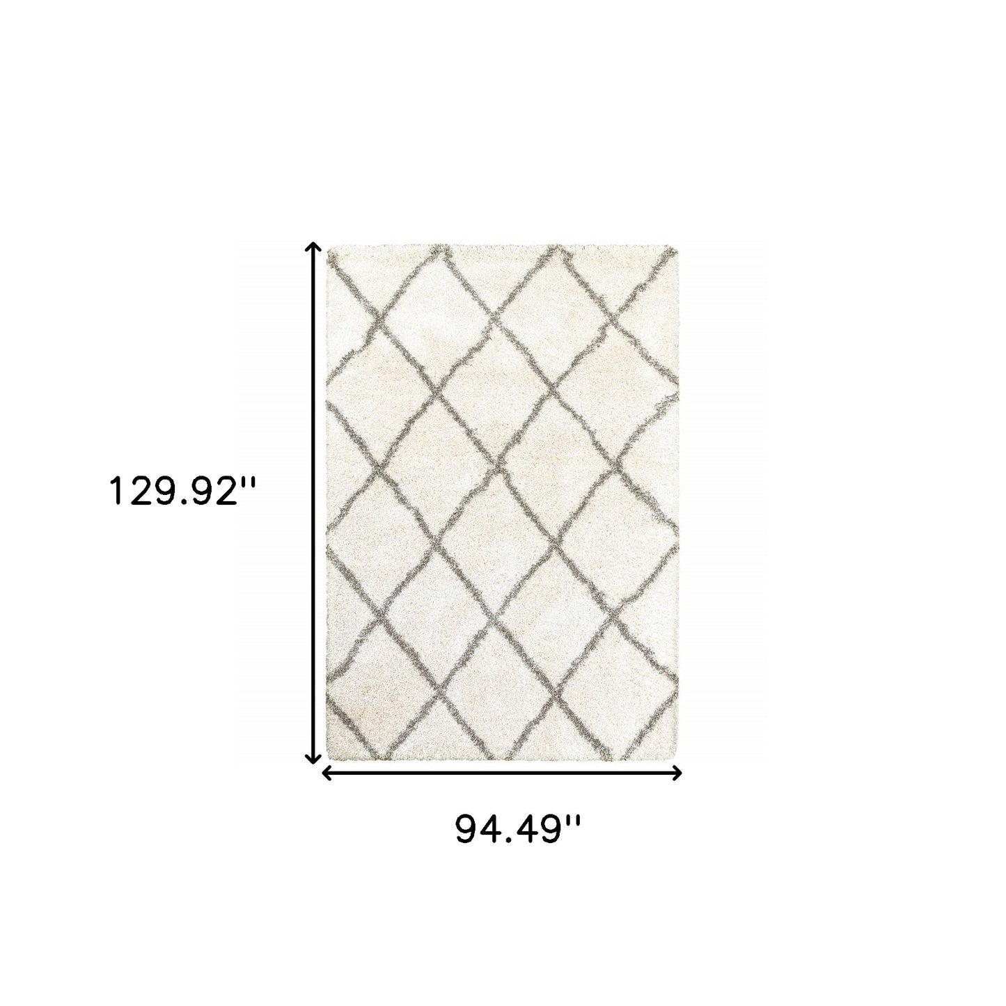 7’ X 10’ Ivory And Gray Geometric Lattice Area Rug