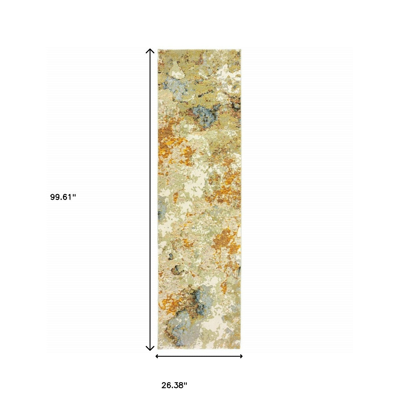 3’ X 12’ Modern Abstract Gold And Beige Indoor Runner Rug