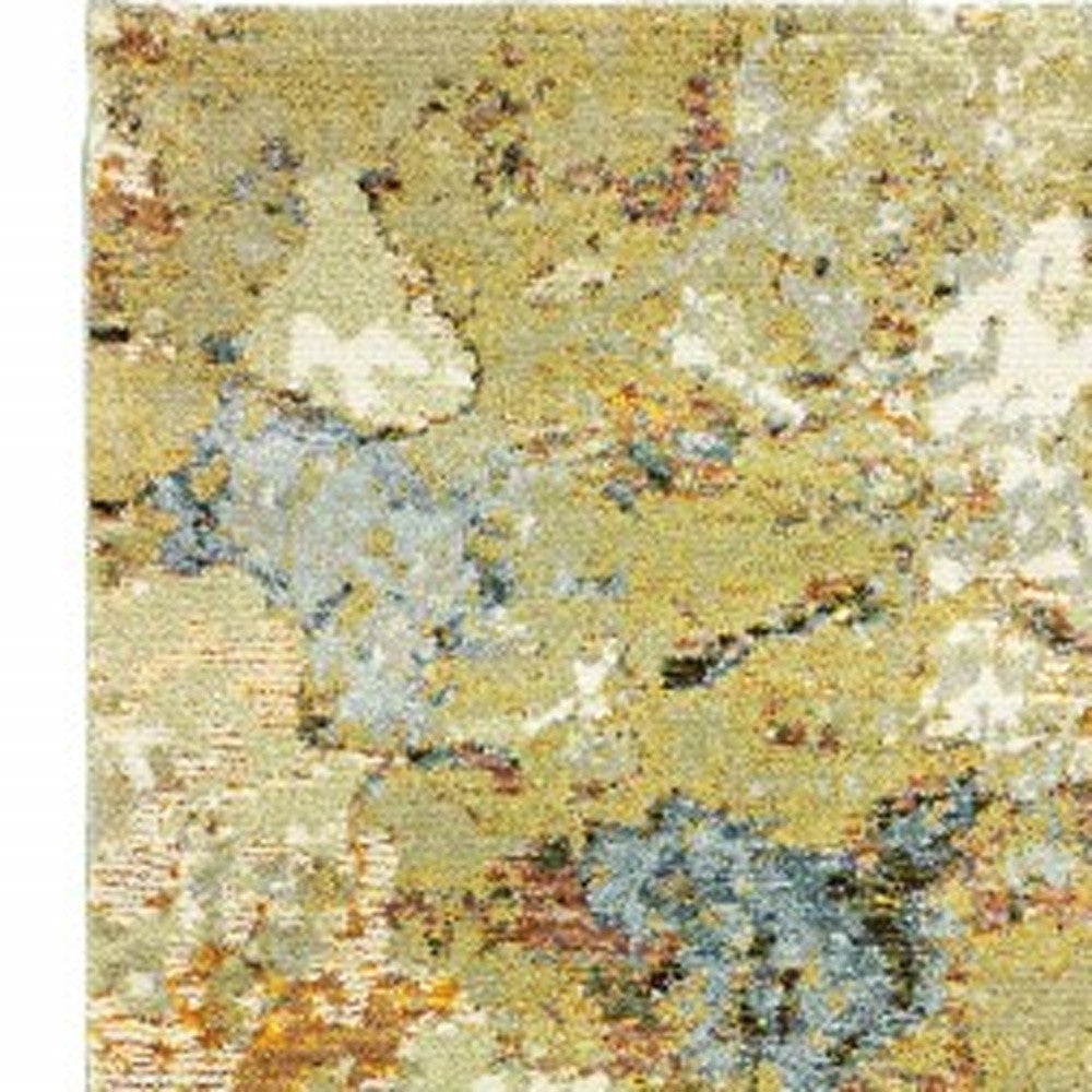 3’ X 12’ Modern Abstract Gold And Beige Indoor Runner Rug