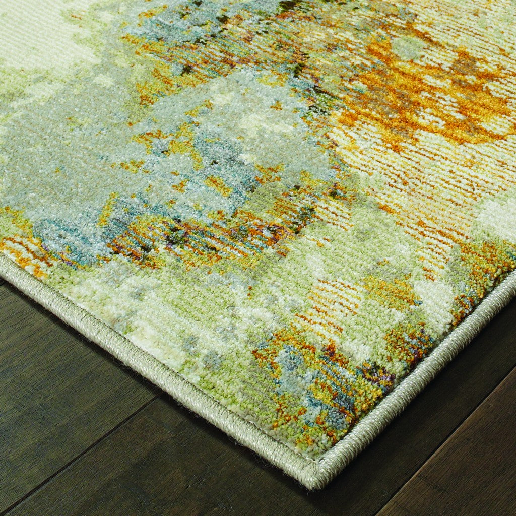 3’ X 12’ Modern Abstract Gold And Beige Indoor Runner Rug