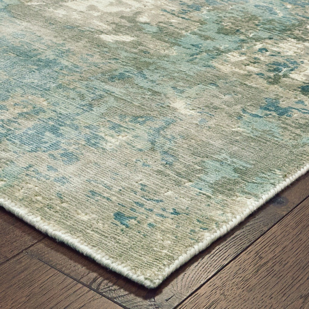 9’ X 12’ Blue And Gray Abstract Pattern Indoor Area Rug