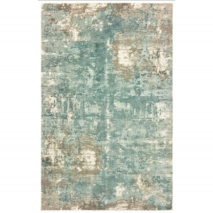 9’ X 12’ Blue And Gray Abstract Pattern Indoor Area Rug