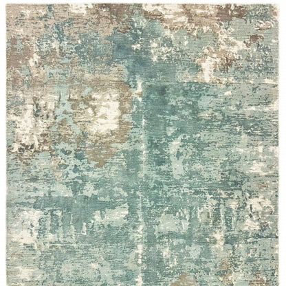 9’ X 12’ Blue And Gray Abstract Pattern Indoor Area Rug