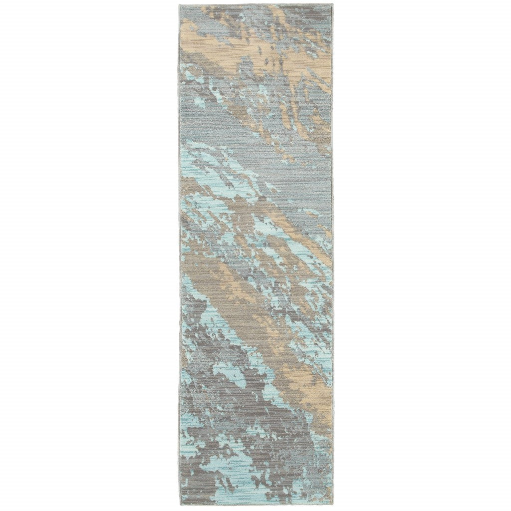 4’X6’ Blue And Gray Abstract Impasto Area Rug