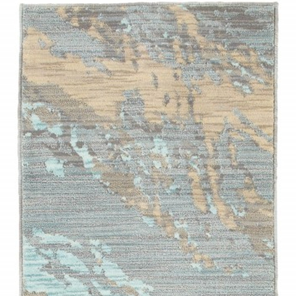 4’X6’ Blue And Gray Abstract Impasto Area Rug