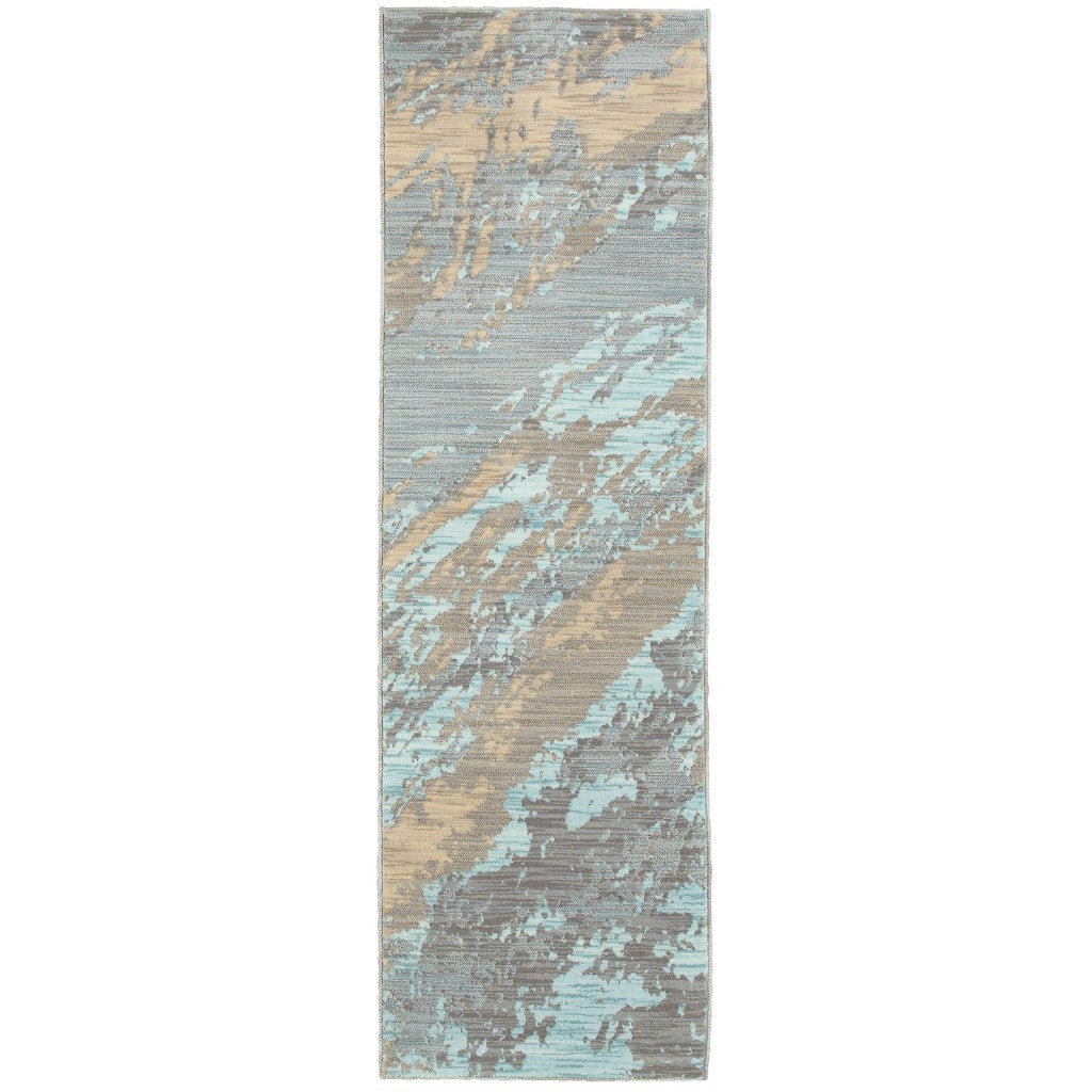 4’X6’ Blue And Gray Abstract Impasto Area Rug