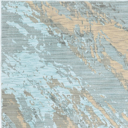 4’X6’ Blue And Gray Abstract Impasto Area Rug