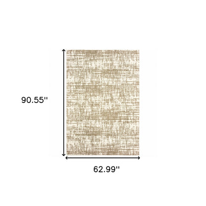 5’X8’ Ivory And Gray Abstract Strokes Area Rug