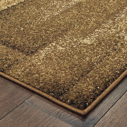 5’X7’ Brown And Beige Distressed Blocks Area Rug