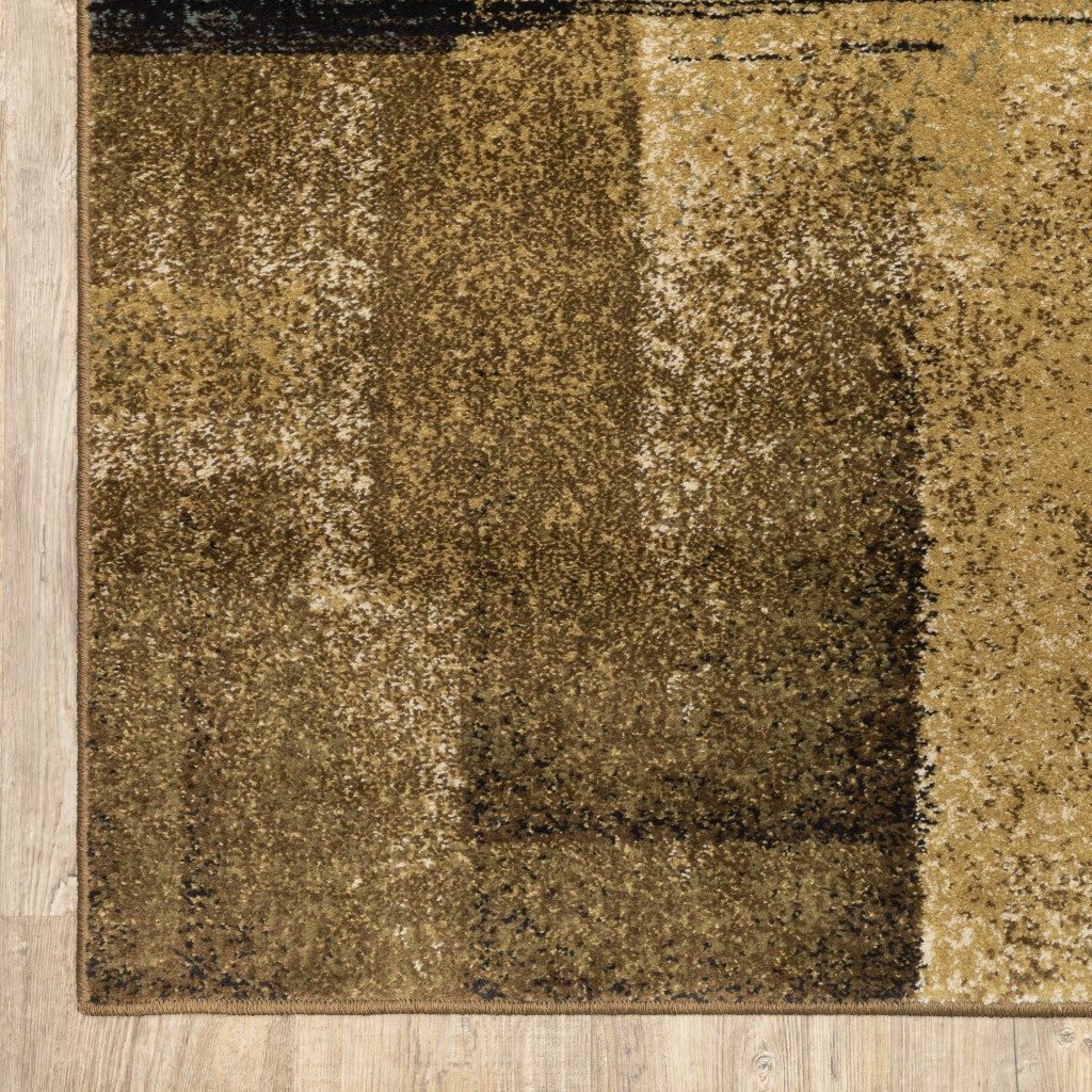 5’X7’ Brown And Beige Distressed Blocks Area Rug