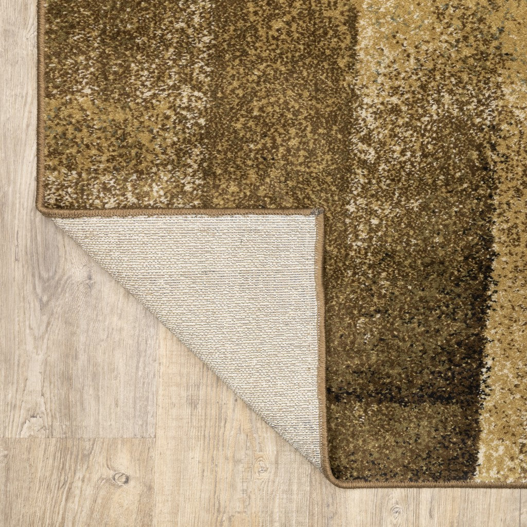 5’X7’ Brown And Beige Distressed Blocks Area Rug