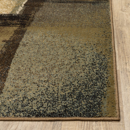 5’X7’ Brown And Beige Distressed Blocks Area Rug