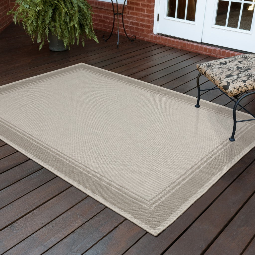 3' X 5' Gray and Ivory Indoor Outdoor Area Rug