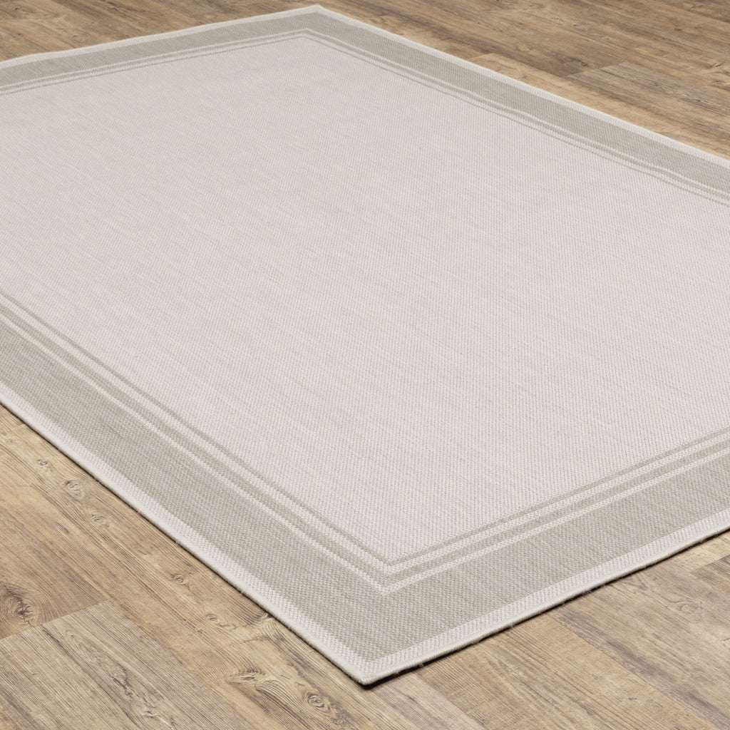 3' X 5' Gray and Ivory Indoor Outdoor Area Rug