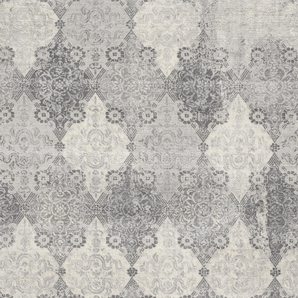 4’ X 6’ Gray Distressed Trellis Pattern Area Rug