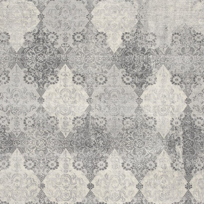 4’ X 6’ Gray Distressed Trellis Pattern Area Rug