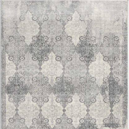 4’ X 6’ Gray Distressed Trellis Pattern Area Rug