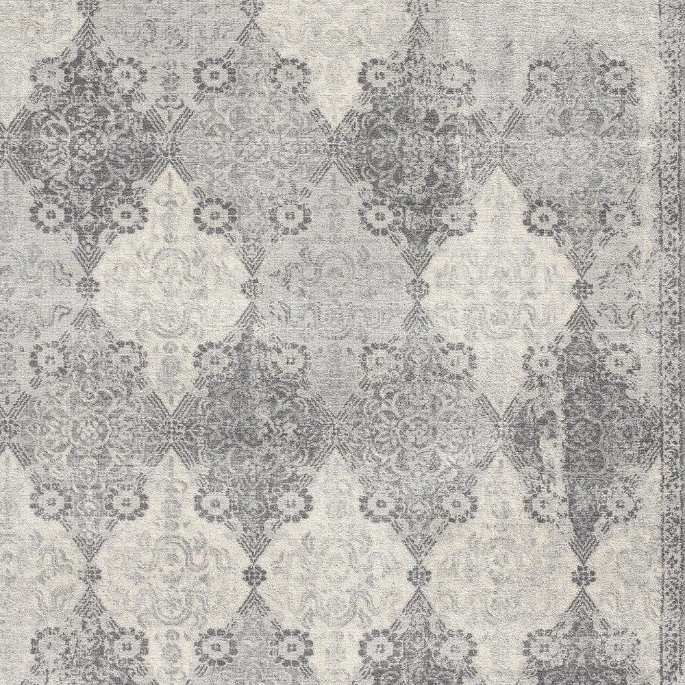 4’ X 6’ Gray Distressed Trellis Pattern Area Rug