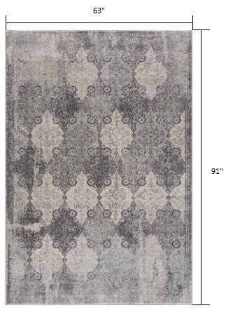 4’ X 6’ Gray Distressed Trellis Pattern Area Rug