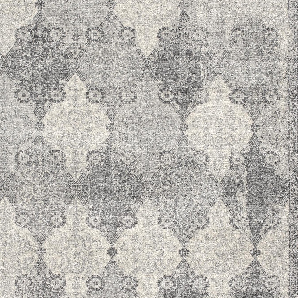 4’ X 6’ Gray Distressed Trellis Pattern Area Rug