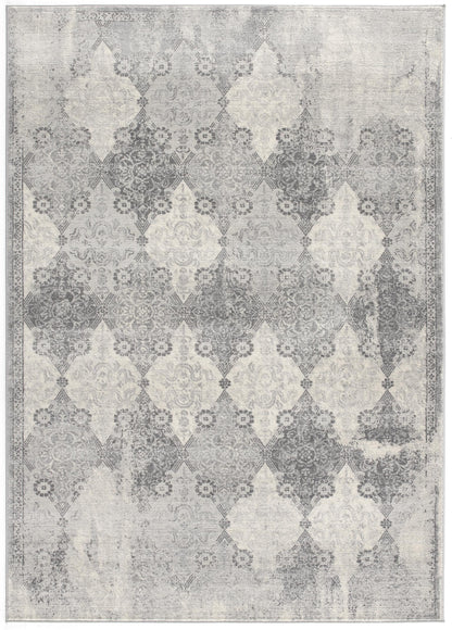 4’ X 6’ Gray Distressed Trellis Pattern Area Rug