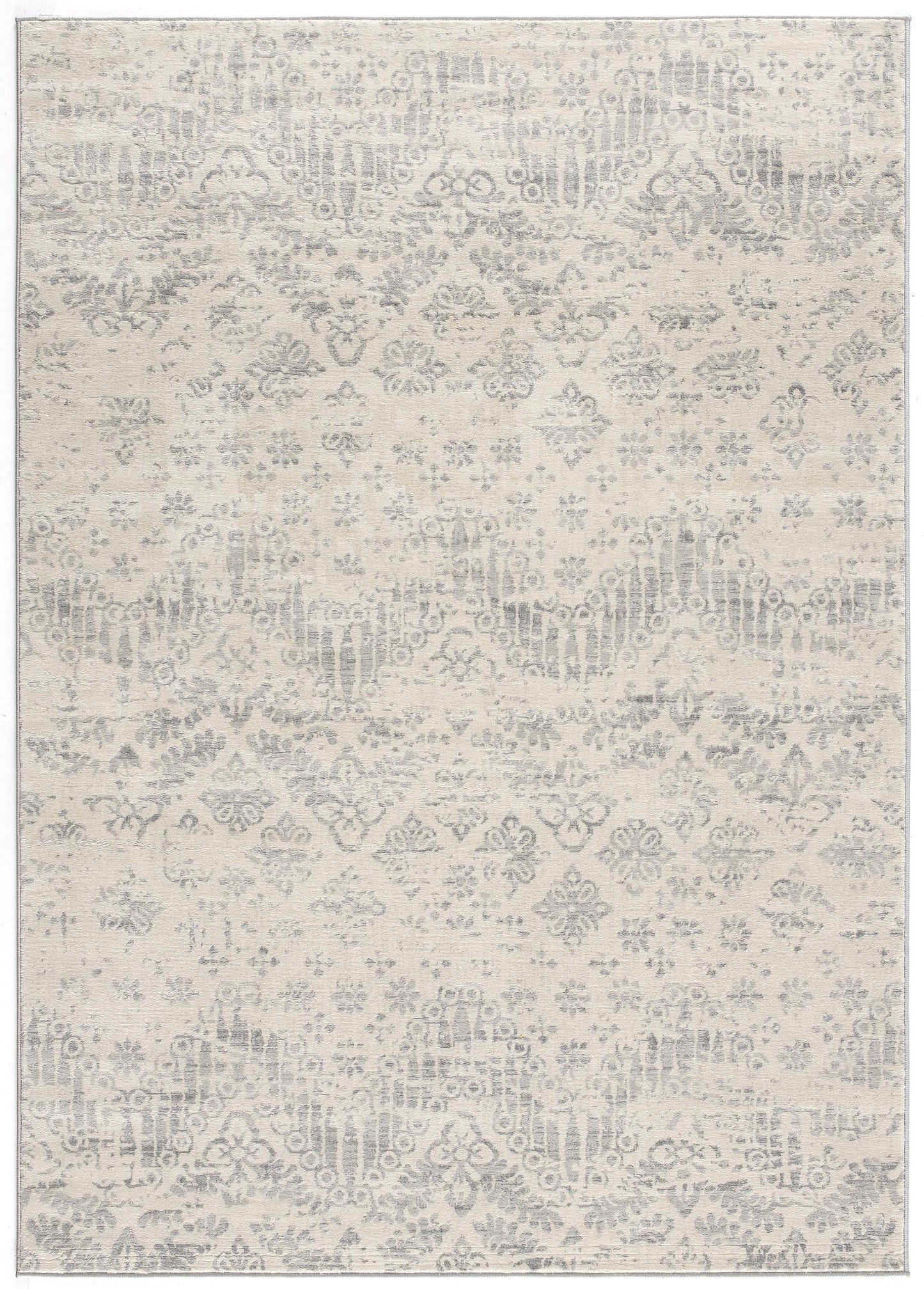 2’ X 3’ Ivory Distressed Ikat Pattern Scatter Rug