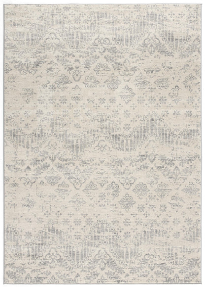 2’ X 3’ Ivory Distressed Ikat Pattern Scatter Rug