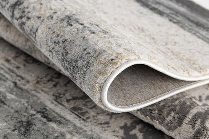 10' Gray And Ivory Abstract Dhurrie Runner Rug