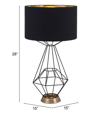 71" Brass Metal Bedside Table Lamp With Black Empire Shade