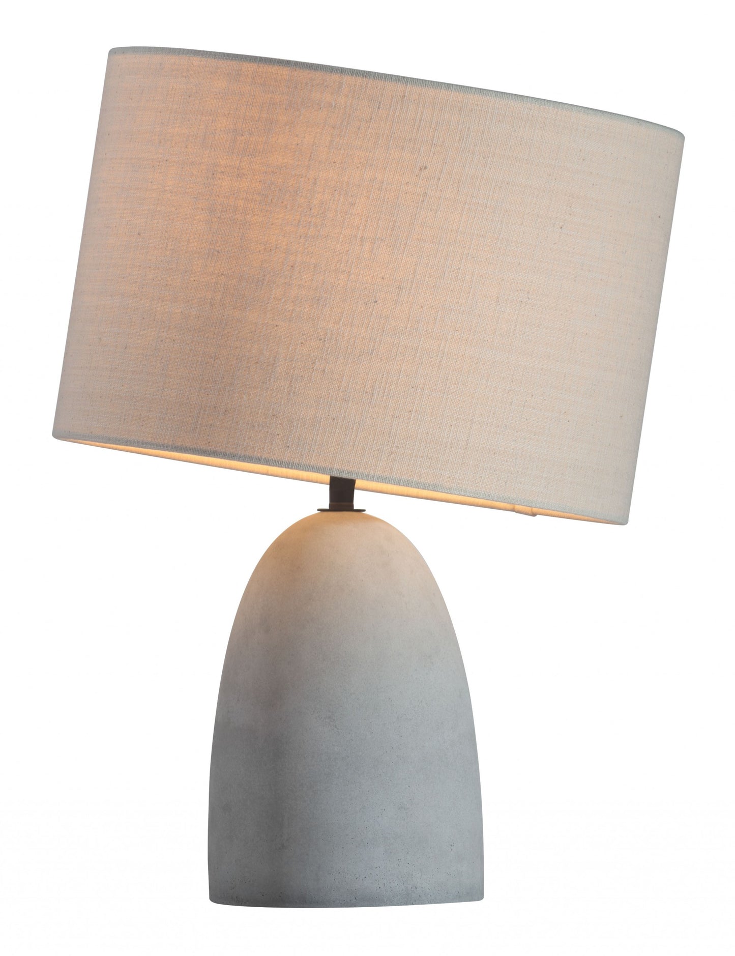 42" Gray Concrete Column Table Lamp With Sandy Brown Drum Shade