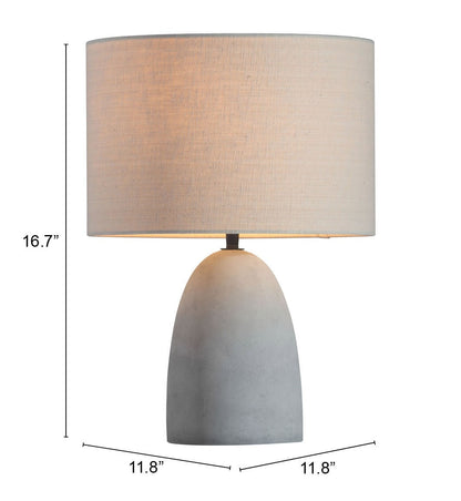 42" Gray Concrete Column Table Lamp With Sandy Brown Drum Shade