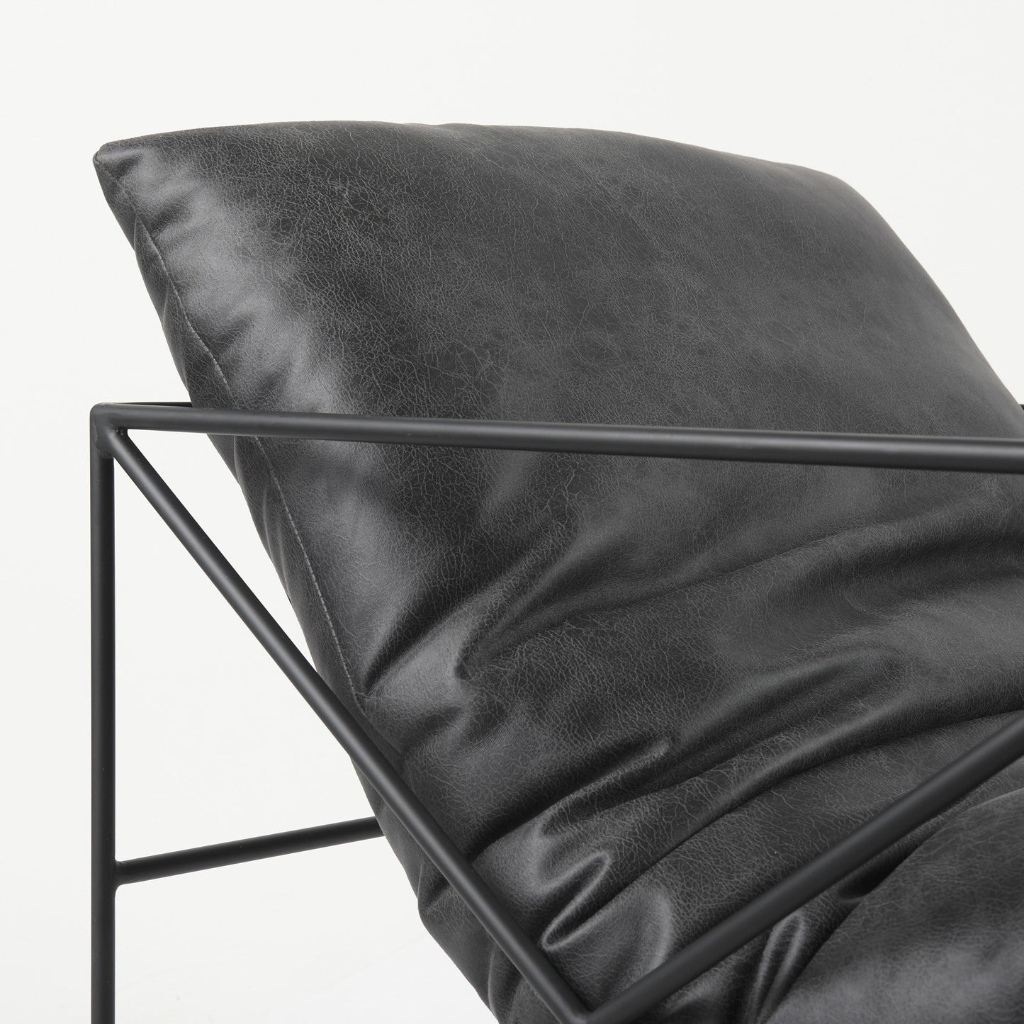 Black Faux Leather Contemporary Metal Chair