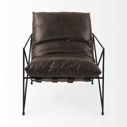 Black Faux Leather Contemporary Metal Chair