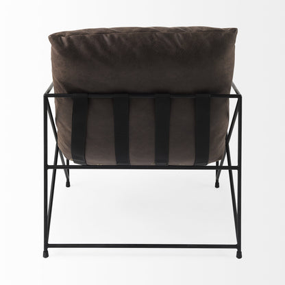 Black Faux Leather Contemporary Metal Chair