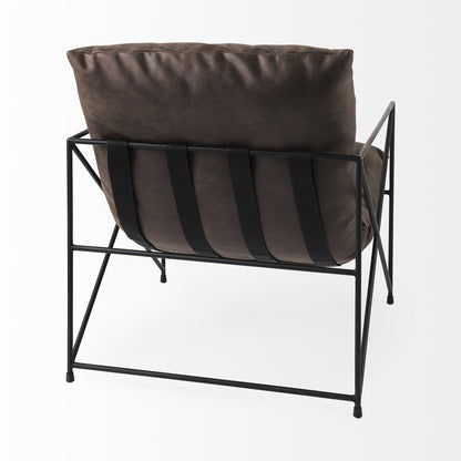 Black Faux Leather Contemporary Metal Chair